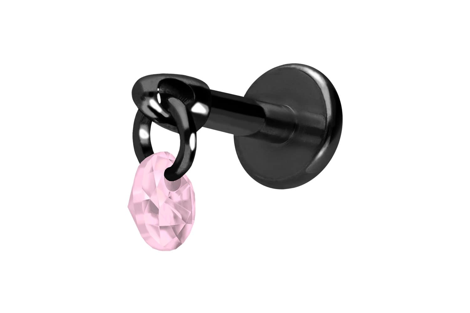 Titan Labret Piercing mit Innengewinde RUNDER KRISTALL